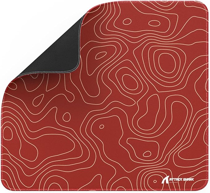 ATTACK SHARK CM02 Gaming Mouse Pad for Esports Speed Large Mouse mats for Desk Waterproof Surface Stitched Edges and Anti-Slip Rubber Base Size L Laminate 17.72” x 15.75” x 0.16” Orange Contour