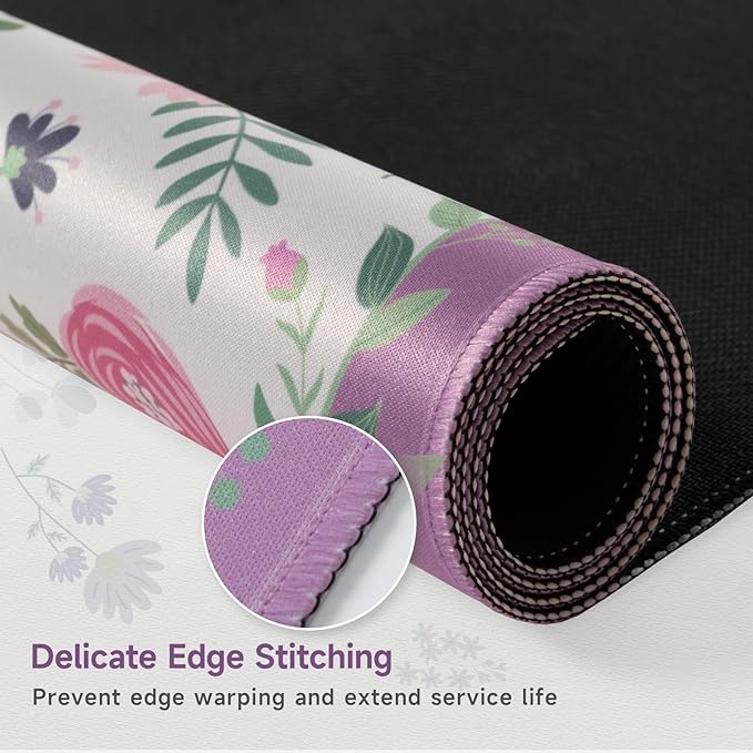 HAOCOO Purple Desk Cover Mat, Cute Large Mouse Pad with Stitched Edges, Non-Slip Waterproof Keyboard Mat, Office Supplies & Desktop Decor, Desk Pad Mat for Women Office Organizers