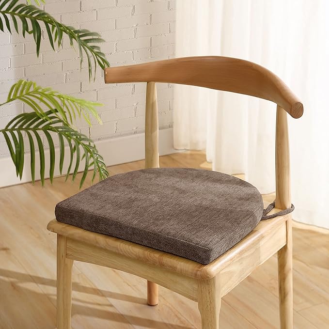 Chair Cushions 100% High Density Memory Foam Pads U Shaped 17" x 16"Non Slip Skid Rubber Back Seat Cover, 2 Pack, Coffee Brown