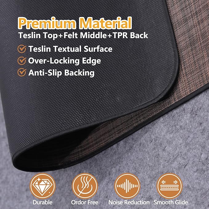 Office Chair Mat for Hardwood Floor, 36"x48" Non-Slip Floor Protector Heavy Duty Computer Desk Rolling Chair Mat for Home & Office - Brown