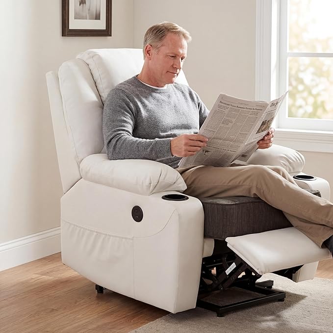 baibu Extra Large Dual-Layer Gel Memory Foam Recliner Cushions for Elderly, 20x20x5 Inch Thick Non-Slip Recliner Seat Cushion Suitable for Couch for Easy to Stand Up & Reduce Hip Pain, Dark Brown
