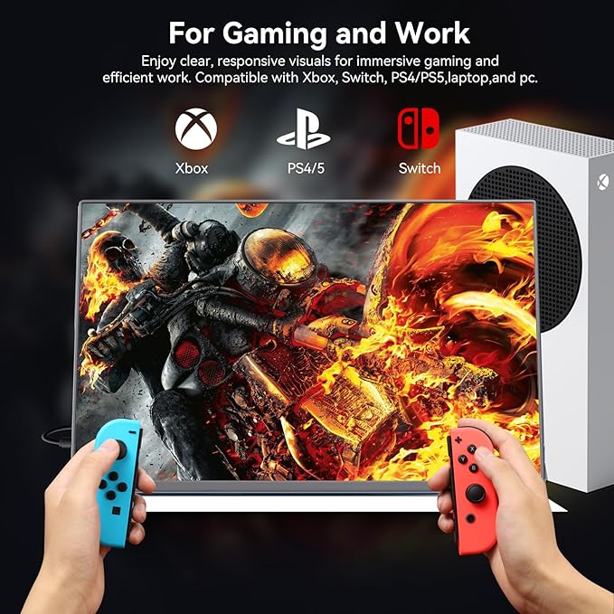 16 Inch Touchscreen Portable Monitor, 1920x1200 FHD IPS, USB-C HDMI, Built-in Speakers, Ultra-Slim Metal External Display for Laptop Mac Phone PS5 Xbox Switch