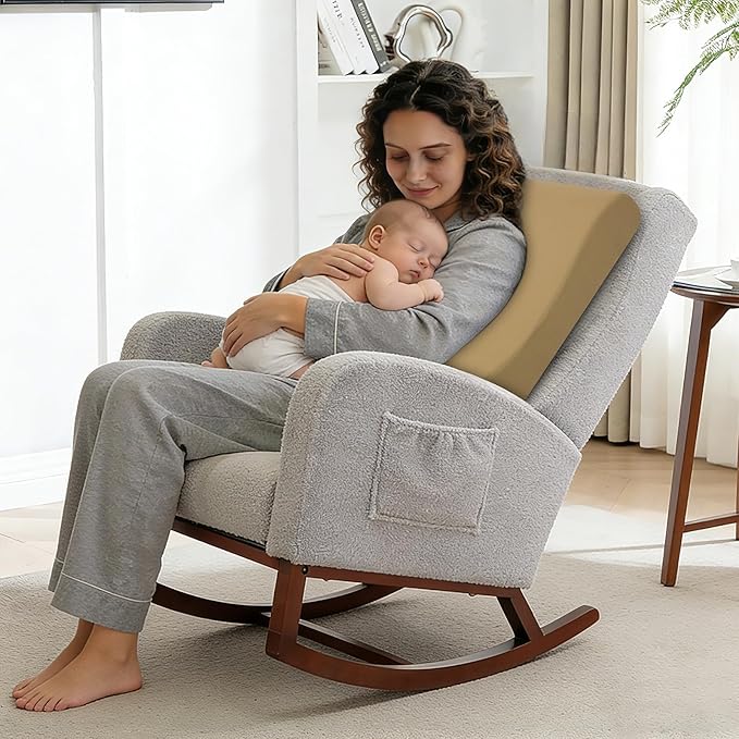 2-in-1 Neck Pillow Lumbar Support Pillow for Recliner Couch & Nursery Glider Chairs- High-Resilient Foam Cushion Ergonomic Back Support for Comfort in Rocking, Feeding, Nursing Brown S
