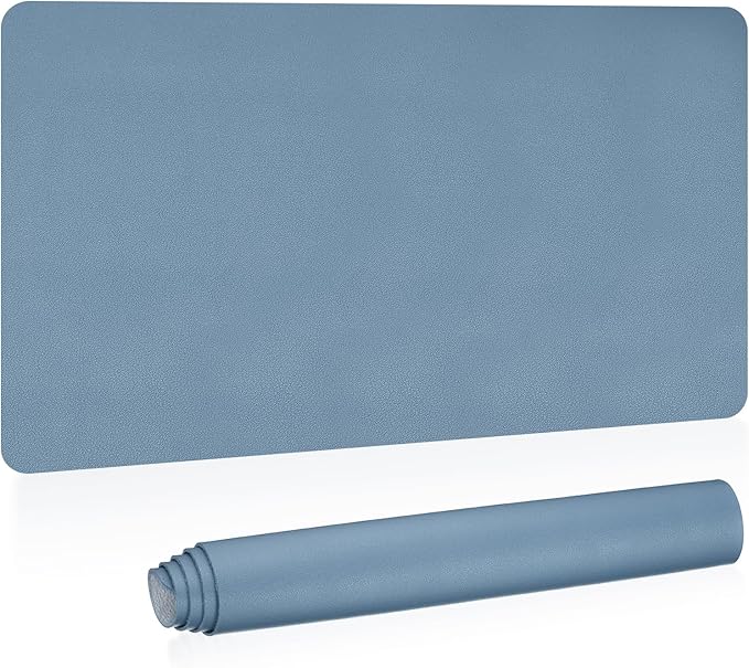 Patikil 35"x17" Desk Mat - Waterproof PU Leather Desk Pad - Dual-Sided Grey Blue