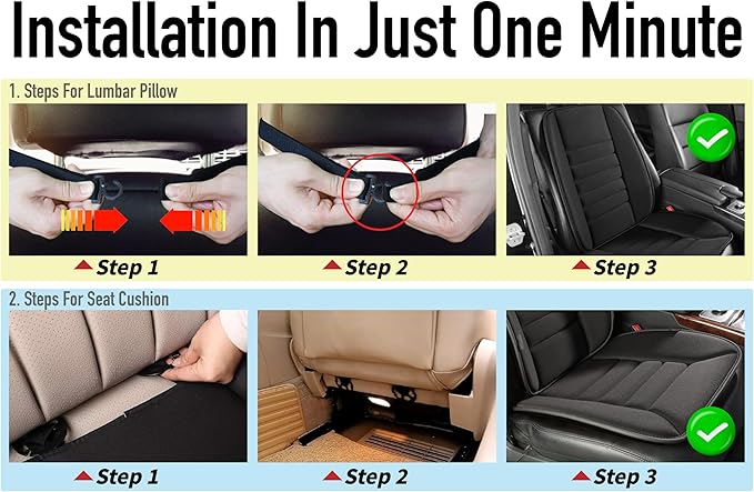 Lofty Aim Car Seat Cushion with Back Support Pillow, Comfy Lumbar Support & Seat Cushion, Memory Foam Driving Pillow for Back-Sciatica Pain Relief, Auto Pad Suitable for Car, Truck, SUV - Black