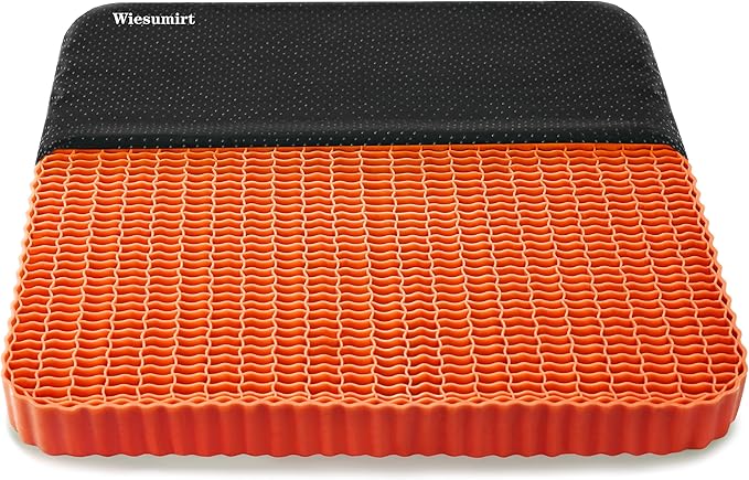Innovative Gel Seat Cushion for Long Sitting, Breathable Grid Seat Cushion, Soft Cooling Support Chair Cushion for Office, Wheelchair, Car, Gel Cushion for Back, Sciatica,Tailbone Pain Relief.(orange)