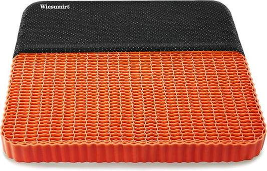 Innovative Gel Seat Cushion for Long Sitting, Breathable Grid Seat Cushion, Soft Cooling Support Chair Cushion for Office, Wheelchair, Car, Gel Cushion for Back, Sciatica,Tailbone Pain Relief.(orange)