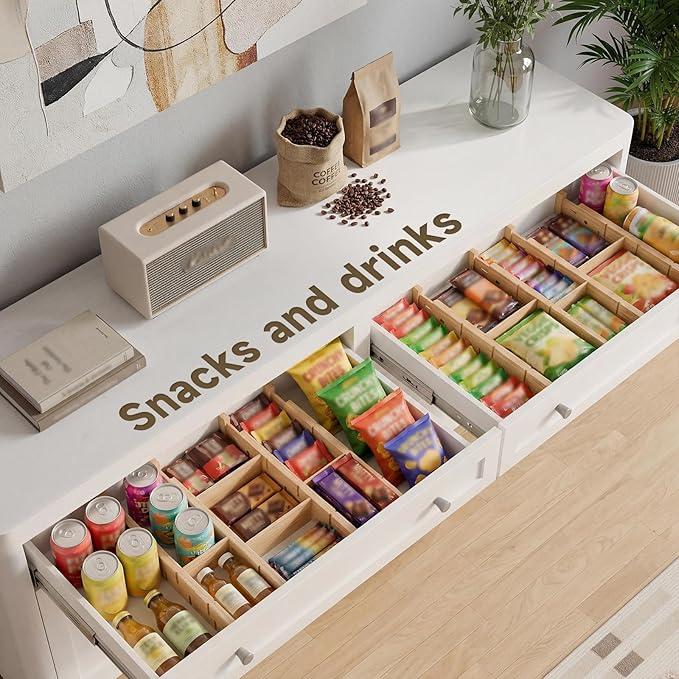 Bamboo Drawer Dividers, Expandable Kitchen Drawer Organizer, Include 6 Dividers, 6 Small Inserts and 6 Medium Inserts for Home, Office, Dressers