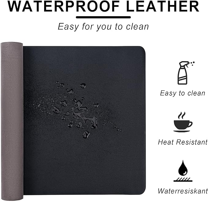 CADONO Leather Desk Pad Protector, Non-Slip PU Leather Large Mouse Pad, Easy Clean Desk Protector Mat, Writing Pad for Office/Home/Decor (Grayish Lavender, 23.6" x 13.7")