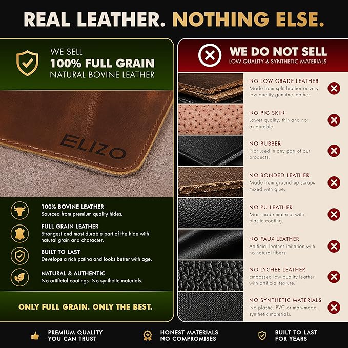 ELIZO Leather Desk Pad Real Leather Desk Mat Thick (3mm) Double Layer (31x15.6) Cover Blotter Desk Protector Large Computer Mat for Keyboard Mouse Pad Table Laptop Mat Office Accessories - Antique