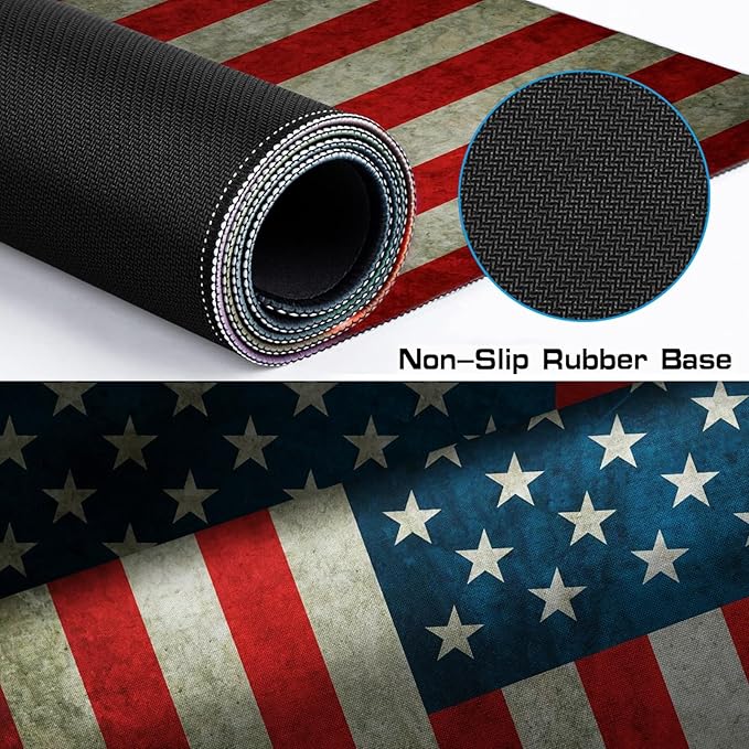 US Flag XXL Mouse Pad Expansion Laptop Keyboard and Mouse Pad 35.4X15.7-Inch Non Slip Rubber Base with Stitching Edges