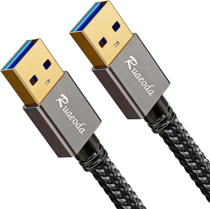 USB to USB Cable 1.5 ft, USB 3.0 Male to Male Type A to Type A Double Sided USB Cord for Data Transfer Compatible with Hard Drive, Laptop, DVD Player, TV, USB 3.0 Hub, Monitor and More