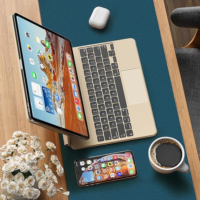 Leather Desk pad Protector, Office Mat, Large Mouse Mat, Non-Slip PU Leather Blotter, Laptop Desk Pad,Waterproof Laptop Computer Desk Keyboard Mat for Office/Work/Home/Decor (Dark Blue, 33In*13in)