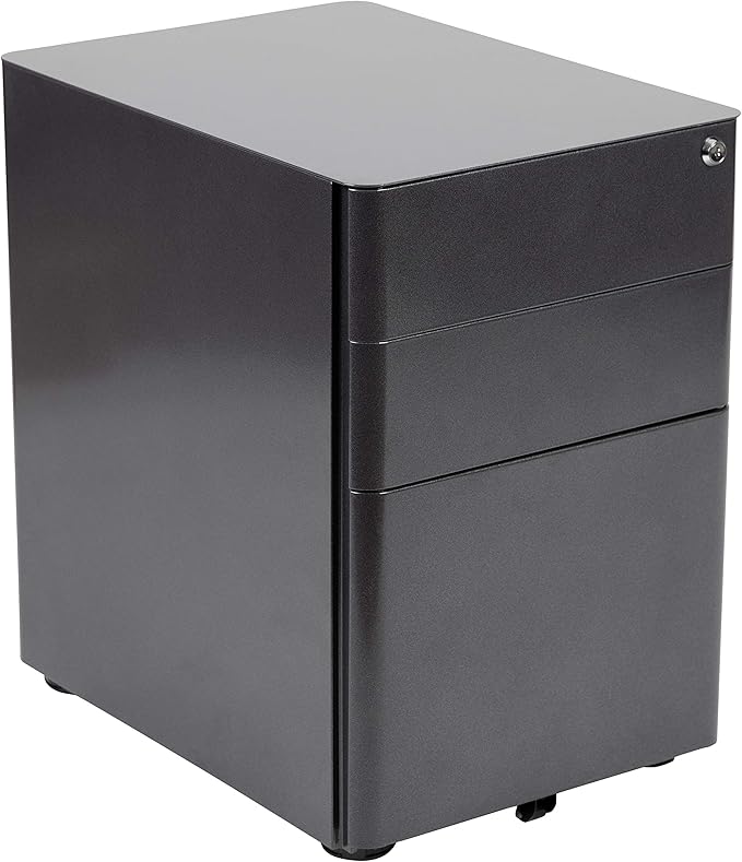 Flash Furniture Work From Home Kit - Adjustable Computer Desk, Ergonomic Mesh Office Chair and Locking Mobile Filing Cabinet with Side Handles