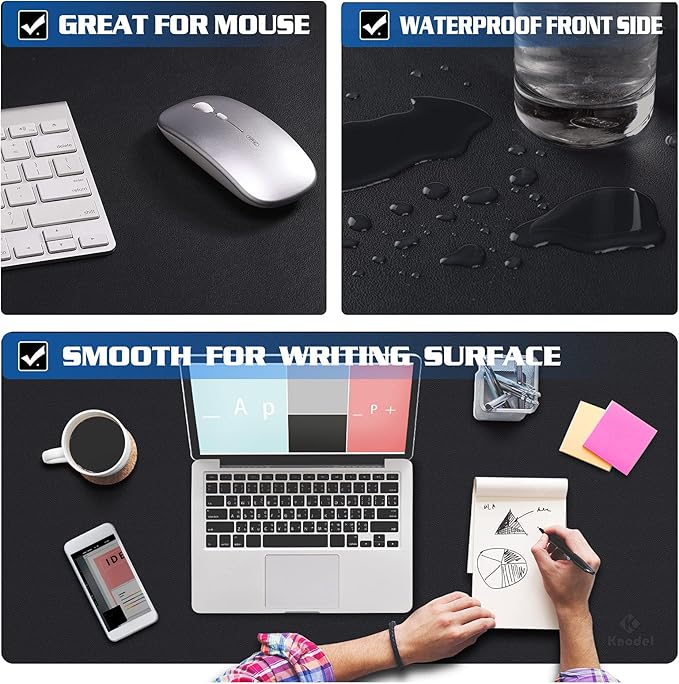 K KNODEL Non-Slip Desk Mat, Desk Pad, Desk Blotter, Desktop Mat for Desk, Small Desk Protector, Office Computer and Laptop Mat for Desk (23.6"x13.8", Black)