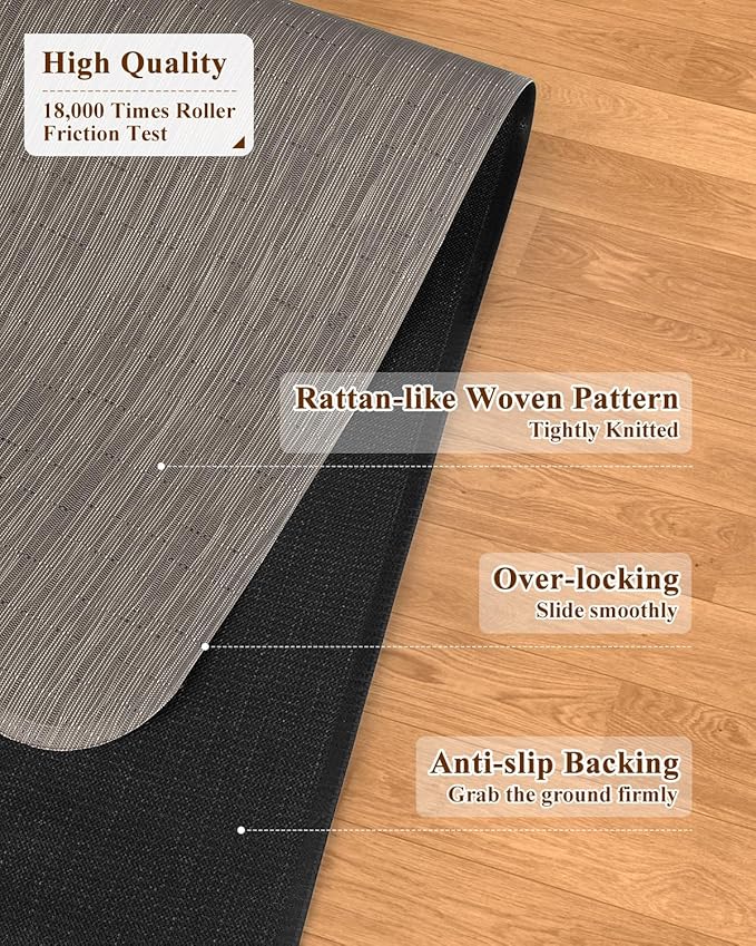 Soimeat Office Chair Mat for Hardwood Floor, 46.9" x 60.1" Non-Slip Desk Computer Chair Mat, PVC Floor Mat for Rolling Chair, Heavy Duty Wood/Tile Floor Protector Desk Rug for Home, Dark Brown