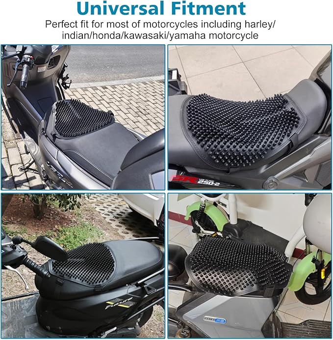 SUNPIE Motorcycle Seat Cover with Bullet Design Universal Silicone Breathable Comfortable Pad for Motorbike Long Rides