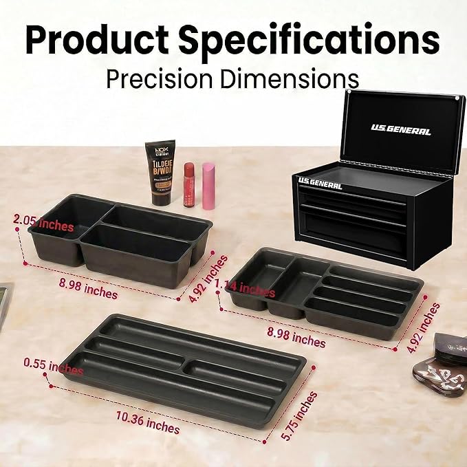 6 Pcs Tool Box Organizer Tray Divider Set for U.S. GENERAL Mini Steel Toolbox,Tool Desk Drawer Organization, Toolbox Accessories&Organizer,Storage Solution for Screws, Bits & Tiny Tools