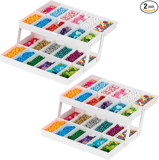 IRIS USA 2 Tier Drawer Organizer Expandable (2 Pack), Multi Level Smart Drawer Organizer with Dividers, Collapsible Drawer Storage for Kitchen, Bathroom, Makeup, Jewelry & Office
