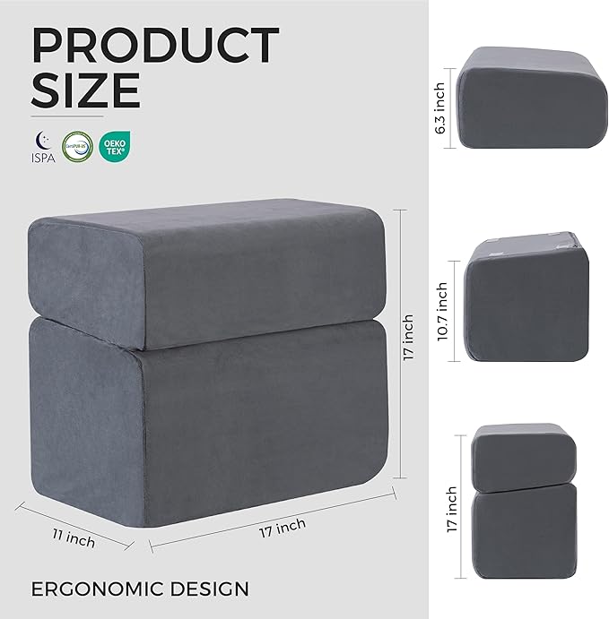 Ganondorf Foot Rest for Under Desk at Work Adjustable Foot Rest Under Desk Ergonomic Foot Stools for Under Office Desk Leg Pillow for Underdesk Footrest with Washable Cover, Grey