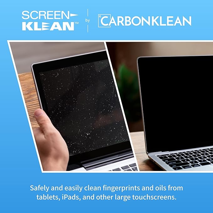 ScreenKlean Tablet Screen Cleaner - Compatible with iPad, Android & Amazon Tablet - with Carbon Microfiber Tech-Injected Black-1 Count (Pack of 1)