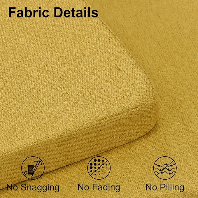 Shinnwa Kitchen Chair Cushions Set of 4, Non-Slip Dining Chair Cushions with Ties and Machine Washable Cover, 4 Pack, 17 x 16.5 x 2in, Yellow