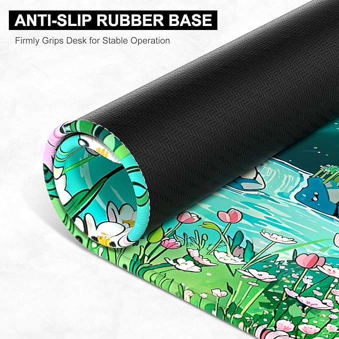 Desk Pad, 32" x 16" XXXL Extended Large Gaming Mouse Pad, Desktop Decor Desk Mat, Men Women Office Supplies and Accessories, Cute Anime Mouse Mat for Laptop & Keyboard, Tulip River
