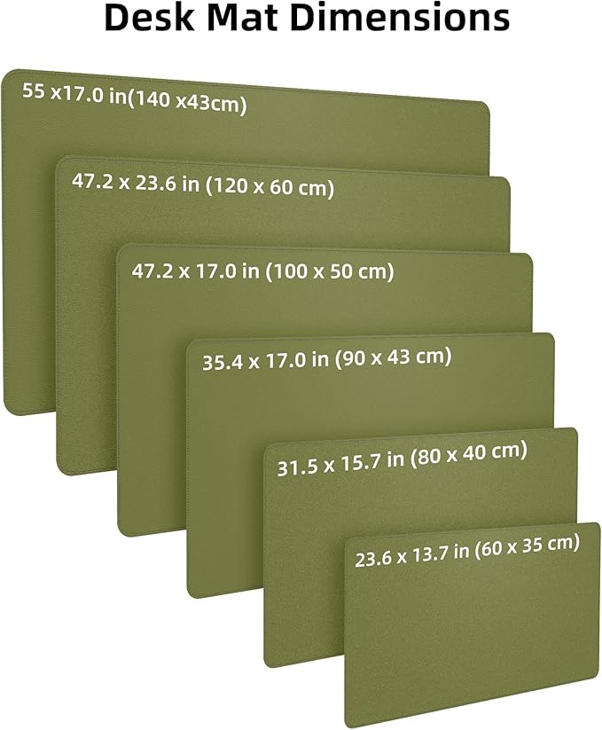 Large Desk Pad Mat - Waterproof Mouse Pad & Desk Protector, Non-Slip XL PU Leather Gaming Mat for Keyboard/Mouse, Stitched Edge with Ergonomic Support, 47"x17" (Green)