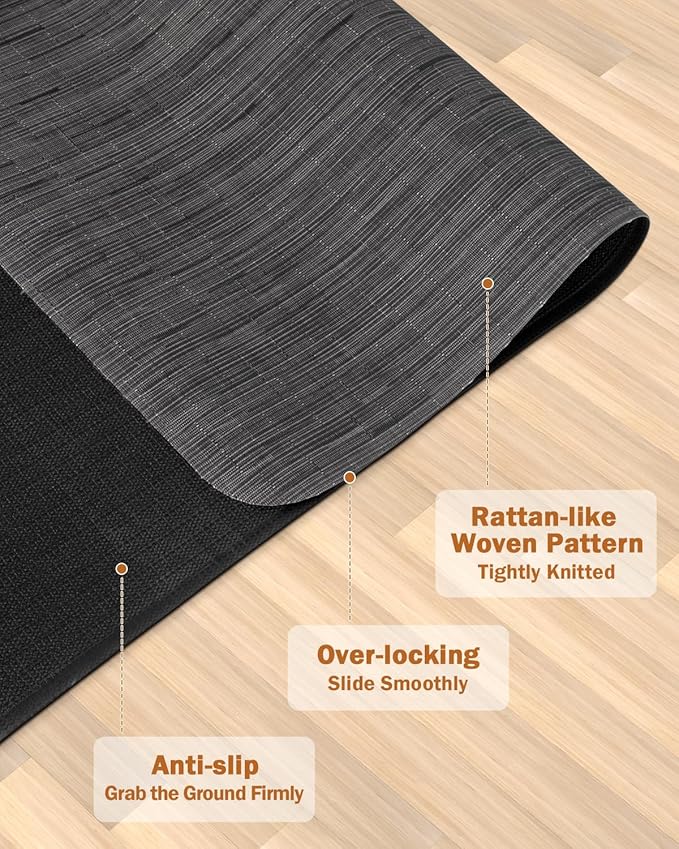 Blvornl Office Chair Mat for Hardwood Floor, 40"*55" Desk Computer Chair Mat for Hard Wood, Large Anti-Slip Hard Floor Protector for Rolling Chair, PVC Desk Rug for Office Black
