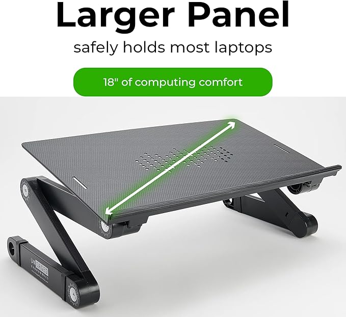 Uncaged Ergonomics Workez Adjustable Laptop Stand for Desk, Laptop Stand Adjustable Height, Foldable Aluminum Cooling Computer Holder & Riser for Desk Bed, XL-Blue