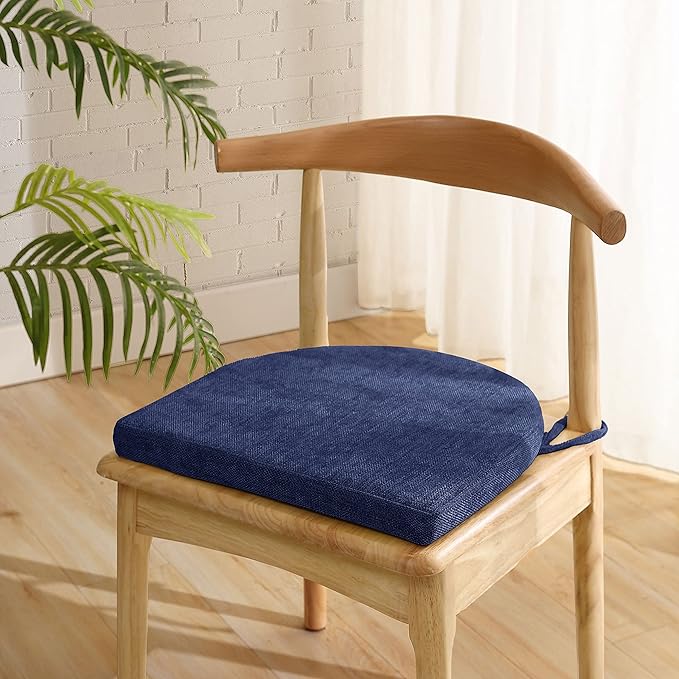 Chair Cushions 100% High Density Memory Foam Pads U Shaped 17" x 16"Non Slip Skid Rubber Back Seat Cover, 12 Pack, Navy Blue