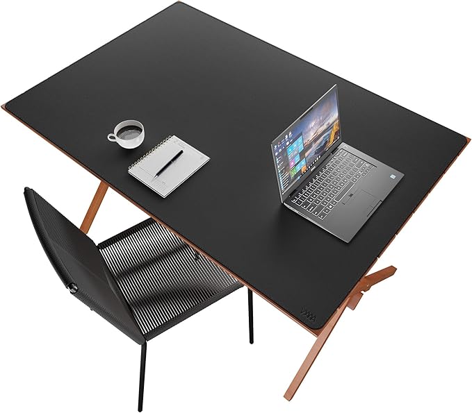 Vyaaa 47.2"x31.5" PU Leather Large Desk Mat (Black) - XXL Extended Mouse pad, Office Desk Protector, Non-Slip Computer Desk pad for Office, Gaming, Home