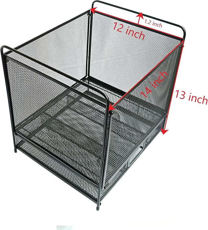 Mesh Desktop Hanging File Organizer with Drawer,Office Supplies and Home Filing Organizer,Letter Size,Black