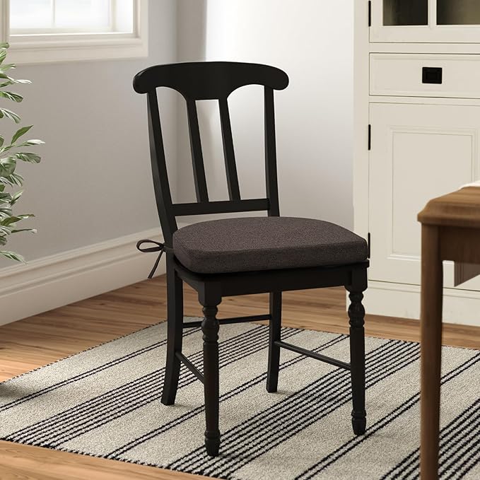 Shinnwa Dining Chair Cushions Set of 2, Non-Slip Kitchen Chair Cushions with Ties and Machine Washable Cover, 2 Pack, 17 x 16.5 x 2in, Dark Brown