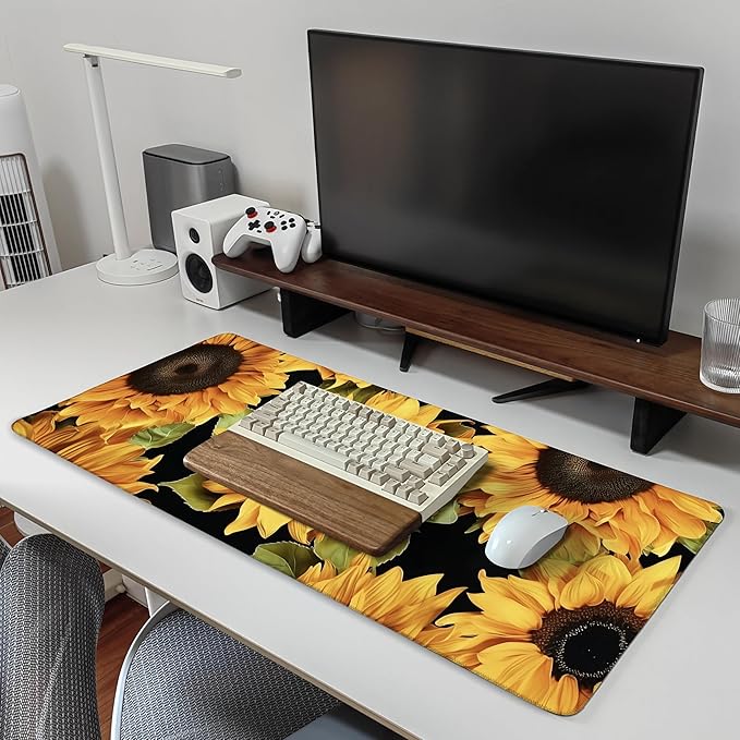35.4 x 15.7 in, XXL Large Mouse Pad for Desk, Extended Keyboard Mouse Mat for Computer Office, Big Laptop Mouse pad, Gaming pc-Sunflower