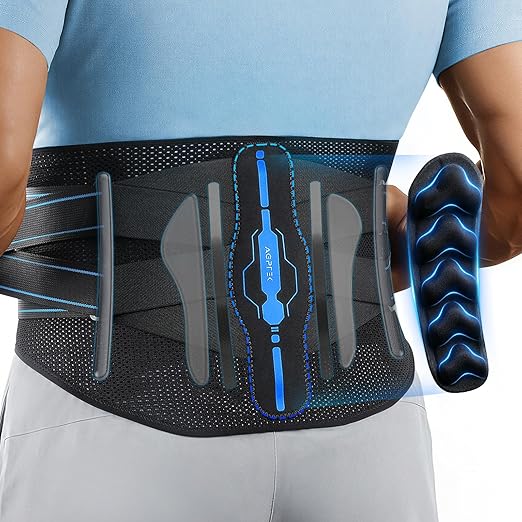 AGPTEK Back Brace for Lower Back Pain Relief, Breathable Air Mesh Back Support Belt with Ergonomic 3D Lumbar Pad for Work, Sciatica, Scoliosis, Herniated Disc, Adjustable Dual Straps, for Men Women (Large)