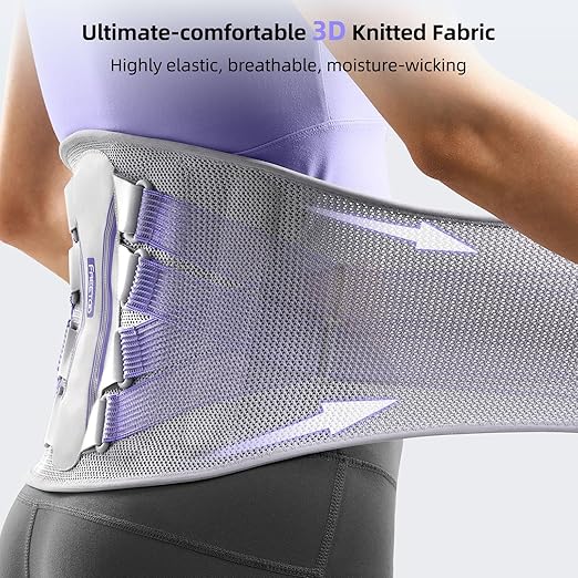 FREETOO Back Brace for Lower Back Pain Women with Bionic Support System, Adjustable Knitted Lumbar Support Belt, Breathable Mesh Design with Lumbar Pad,for Herniated Disc,Sciatica,Scoliosis