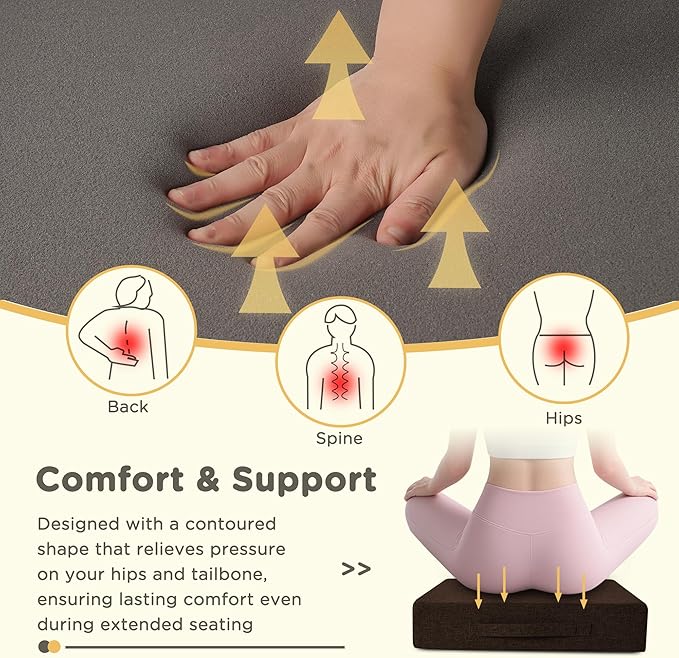 Recliner Cushions for Elderly Square Chair Pads with Non-Slip Bottom for Couch Armchairs Booster Comfy 20"x20"x3.8" Recliner Cushion for Long Sitting with Washable Cover 1 Pack Brown
