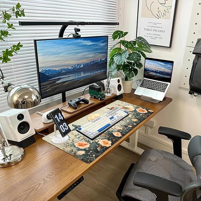 Desk Mat Mouse Pad Gaming Desk Pad XL Large Mouse Mat Office Decor Accessories (Butterfly Flower)