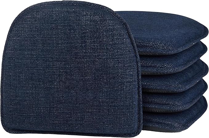Klear Vu Raindrop The Gripper Non Slip Chair Cushions, Soft & Comfortable Seat Pad, Sitting Pillow for Kitchen, Dining or Office, 6 Count (Pack of 1), Blue