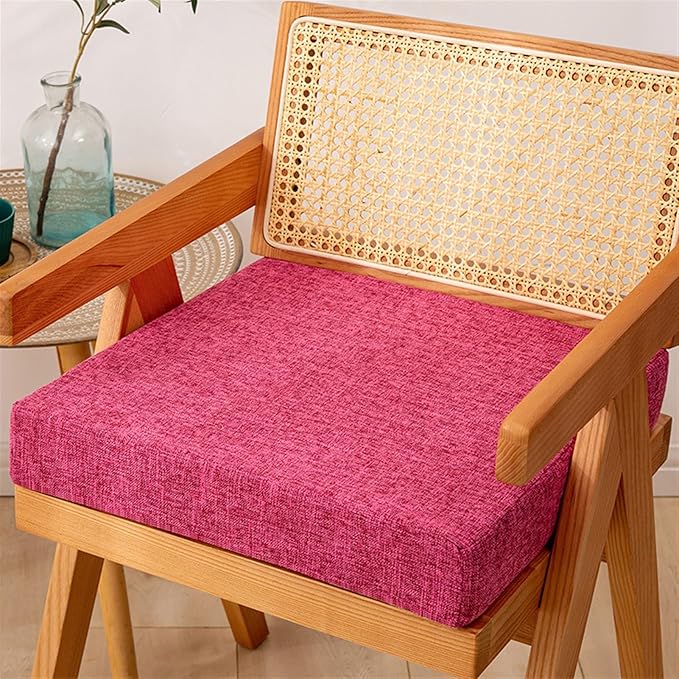 Reyox Square Non Slip Seat Cushion Thicken Chair Cushion for Recliners, Armchairs 1" Thick Hot Pink 18" x 18"