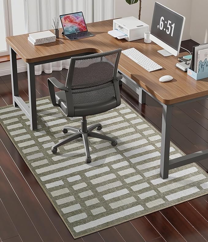 chakme Office Chair Mat for Hardwood Floor, 48"x36" Easy Glide Computer Desk Mat Protector for Rolling Chair Under Desk Rug Nonslip Backing, Machine Wash, (Dark Brown Plaid)