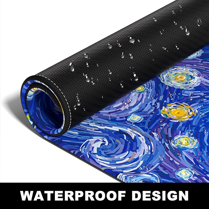 BOSOBO Large Mouse Pad, Desk Pad, XXL XL Extended Gaming Mouse Pad, Desk Mat for Office & Home, Long Keyboard Mat, Huge Mouse Pad, Desktop Full Cover 31.5 x 11.8 Inches, Van Gogh Starry Night
