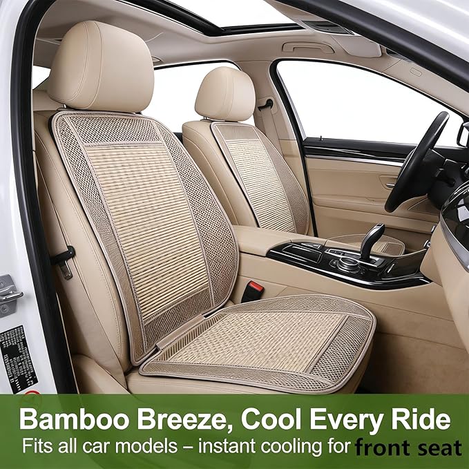 Autopeck Cooling Car Seat Covers Protector Cushion Standard Size Full Air Flow Ventilated Cover Pad Mat Breathable for Car Seat Driver Auto Chair Pads (Bamboo hue)