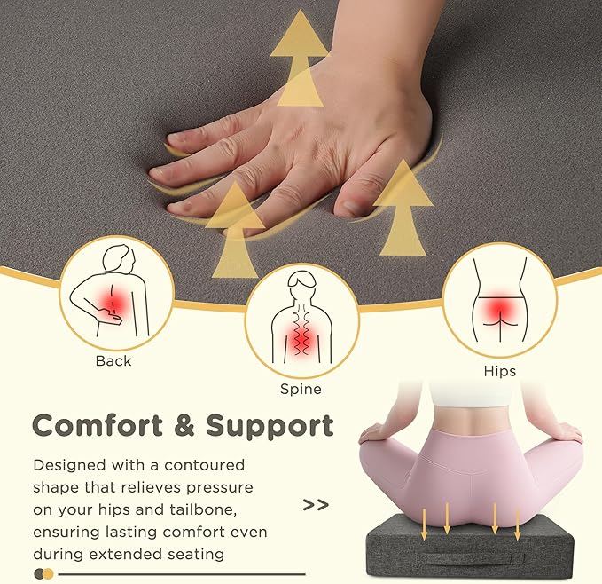 Recliner Cushions for Elderly Square Chair Pads with Non-Slip Bottom for Couch Armchairs Booster Comfy 20"x20"x3.8" Recliner Cushion for Long Sitting with Washable Cover 1 Pack Light Grey