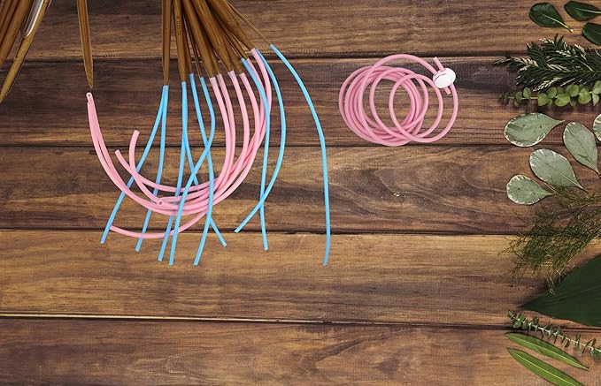 MEYAGO 2PCS PVC Knitting Stitches Holder Barber Cord Stitch Markers Knit Stiches Keeper PVC Knitting Cords with Knitting Needle Stoppers in Storage Tin