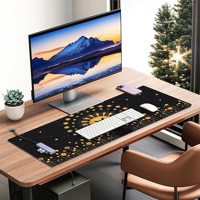 Large Desk Pad, PU Leather Computer Laptop Desk Mat, Waterproof Keyboard Desk Mat, Desk Blotter Pad, Non-Slip Laptop Desk Pad for Office/Home/Decor (Cat, 35.4" x 15.7")