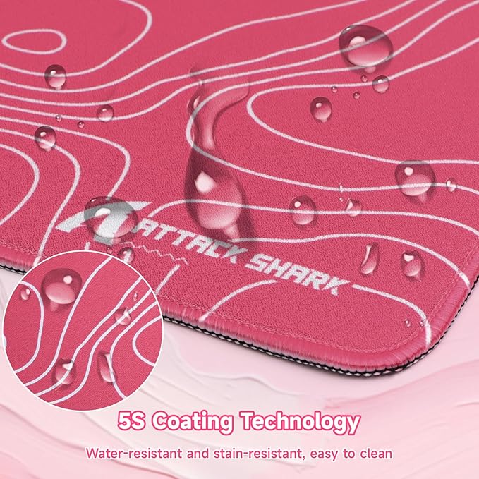 ATTACK SHARK CM02Pro Gaming Mouse Pad for Esports Speed Large Mouse mats for Desk Waterproof Surface Stitched Edges and Anti-Slip Rubber Base Size XXL Laminate 35.43” x 15.75” x 0.16” Pink Contour