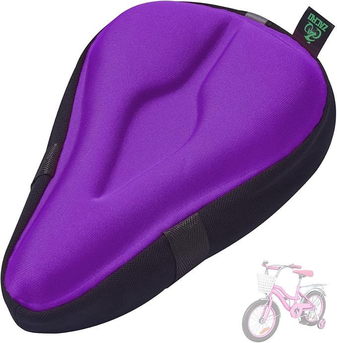 Zacro Gel Kids Bike Seat Cushion Cover for Boys & Girls, Anti-Slip Bike Seat Cover for Toddler, Breathable & Extra Soft Memory Foam Child Bicycle Saddle Padded with Reflective Strip, 9"x6"
