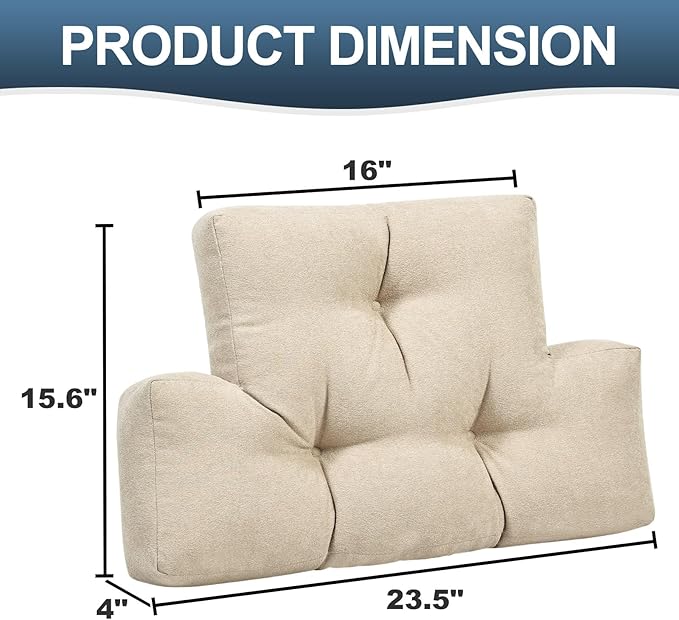 Back Pillow for Recliner Lumbar Support Pillow Soft and Fluffy Back Support Cushion Thick Lumbar Cushion for Chairs, Recliners,Sofa, Couch and Bed for Pain Relief Beige